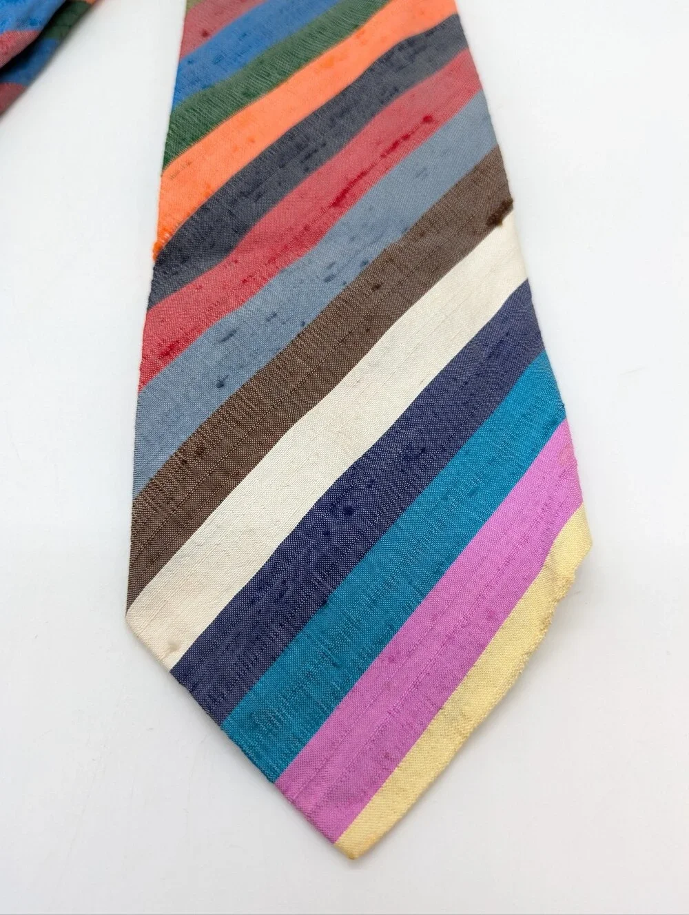 Vintage Robert Talbott For The Haberdashery Colorful Stripe Silk Mens Tie